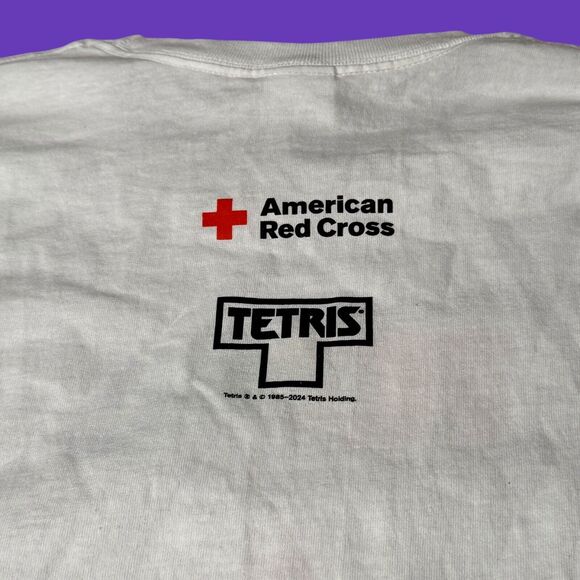 TETRIS 40th Anniversary Red Cross Blood Donor T-Shirt Size Medium Hanes Cotton - Picture 4 of 7